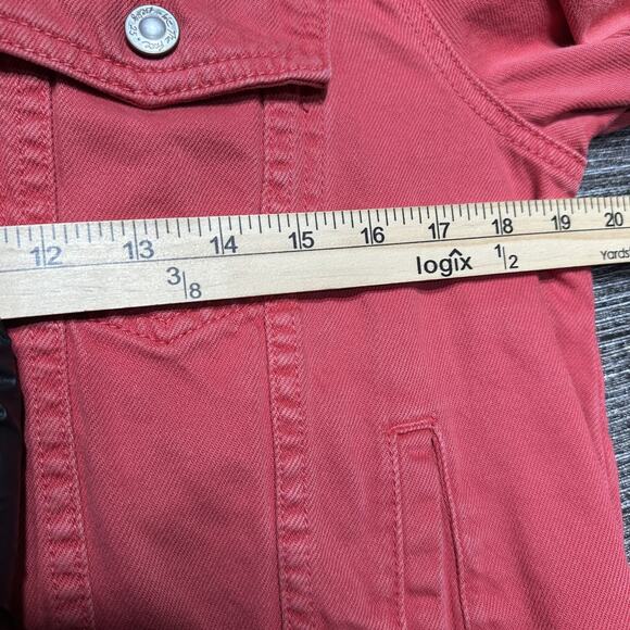 Free People Denim Jacket Women's L Red Christmas Pockets Trucker Rumors - Picture 9 of 13